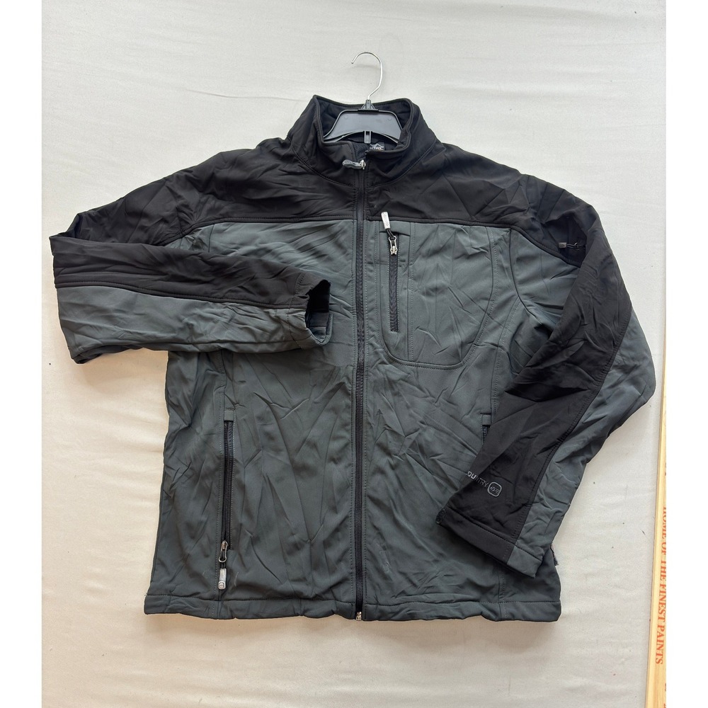 Free Country Mens Softshell Jacket Gray Black Full Zip Mock Neck Medium RN82608